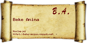 Beke Anina névjegykártya